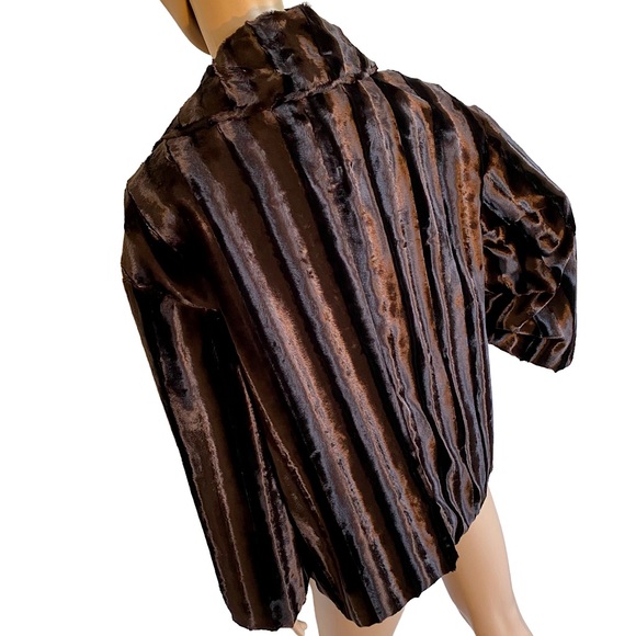 COLLECTION BY HARVE BENARD  | FAUX FUR DARK BROWN EVENING SWING JACKET  SZ 10 - Picture 6 of 14